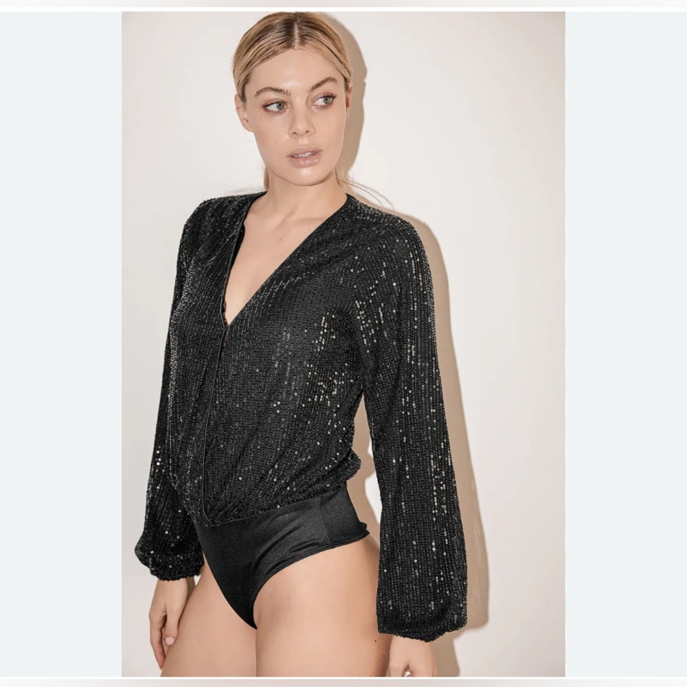 SAGE The Label bodysuit Dancing in the Night sparkly sequin size M